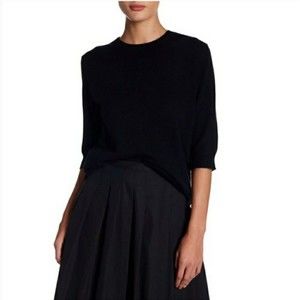 Vince. Small Black Cashmere Sweater Short Elbow Length Sleeves Soft Top Womens